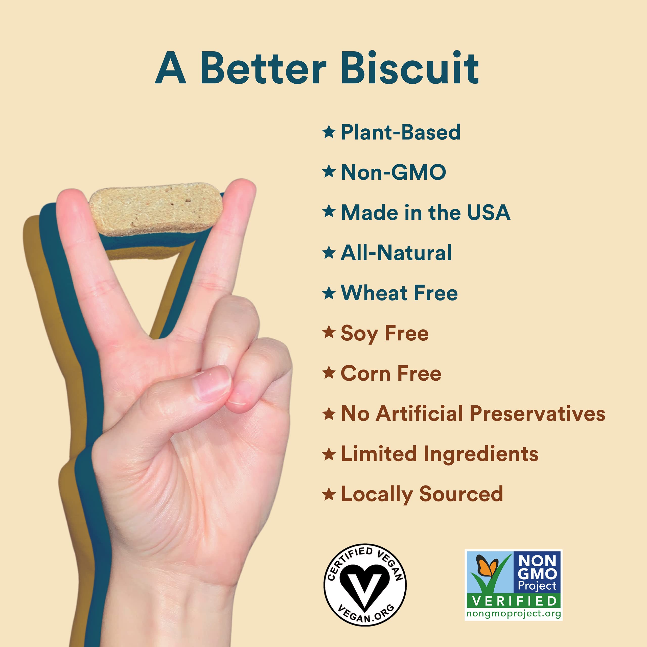 All Natural Vegan Dog Treats - Non-GMO, Wheat-Free Healthy Dog Biscuits Made in USA | Peanut Butter Flavor, Large 1lb Bag - Perfect for Training Rewards & Daily Snacks