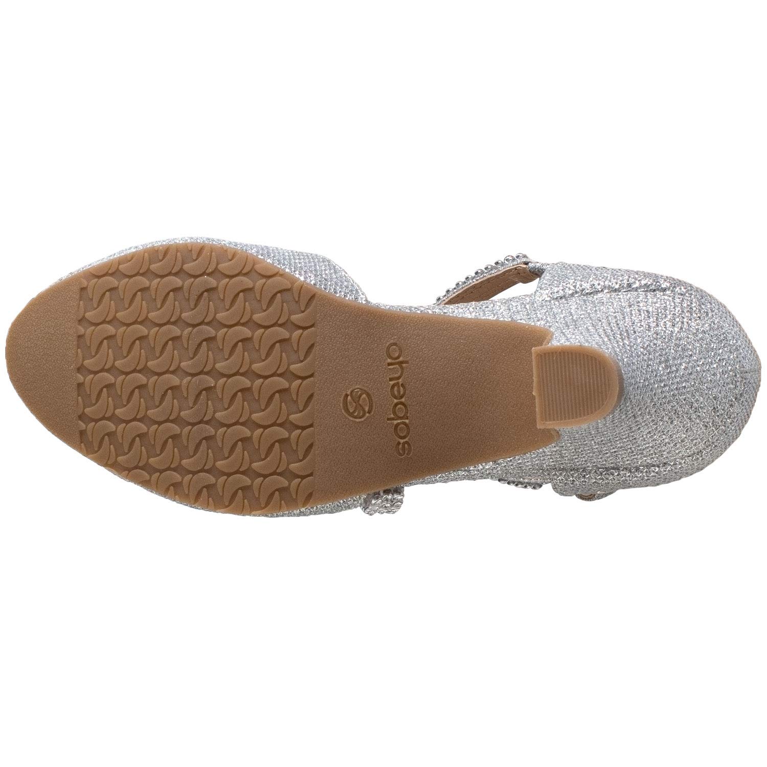 SOBEYO Girls Dress Shoes with Rhinestone Bow Accent - Low Heel Sandals for Toddler & Little Girls - Perfect for Weddings, Parties & Special Occasions