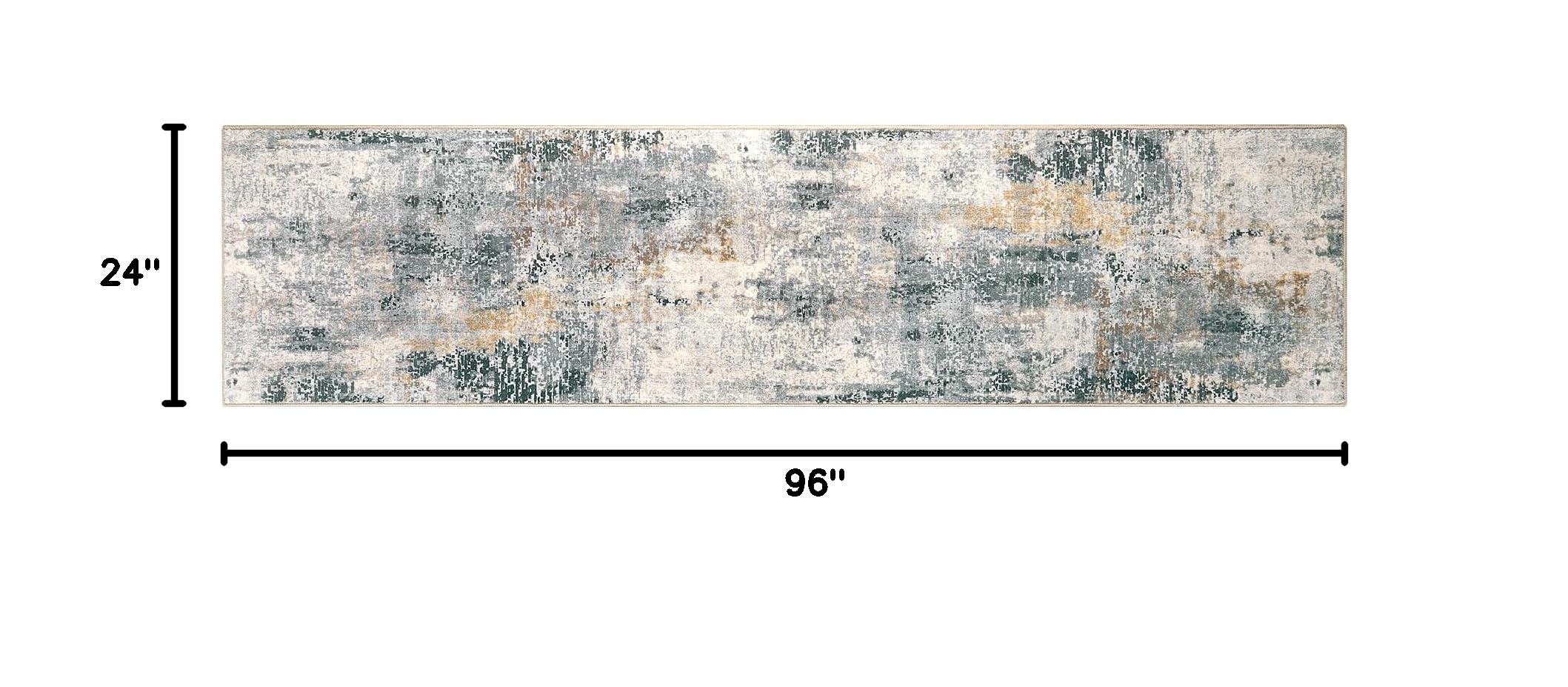 Modern Abstract Runner Rug 2x8 Gray - Non-Slip Washable Hallway Carpet for Kitchen, Entryway, Bedroom & Bathroom | Soft Low-Pile Indoor Rug for High Traffic Areas & Home Decor