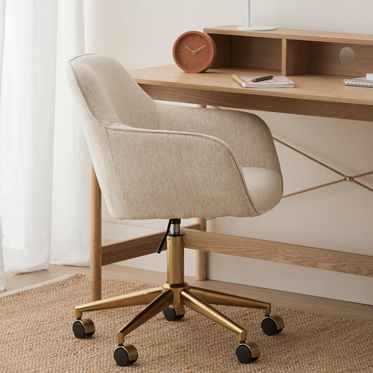 Ergonomic Ava Fabric Office Arm Chair - Adjustable Height & Lumbar Support for Home & Workspace Comfort