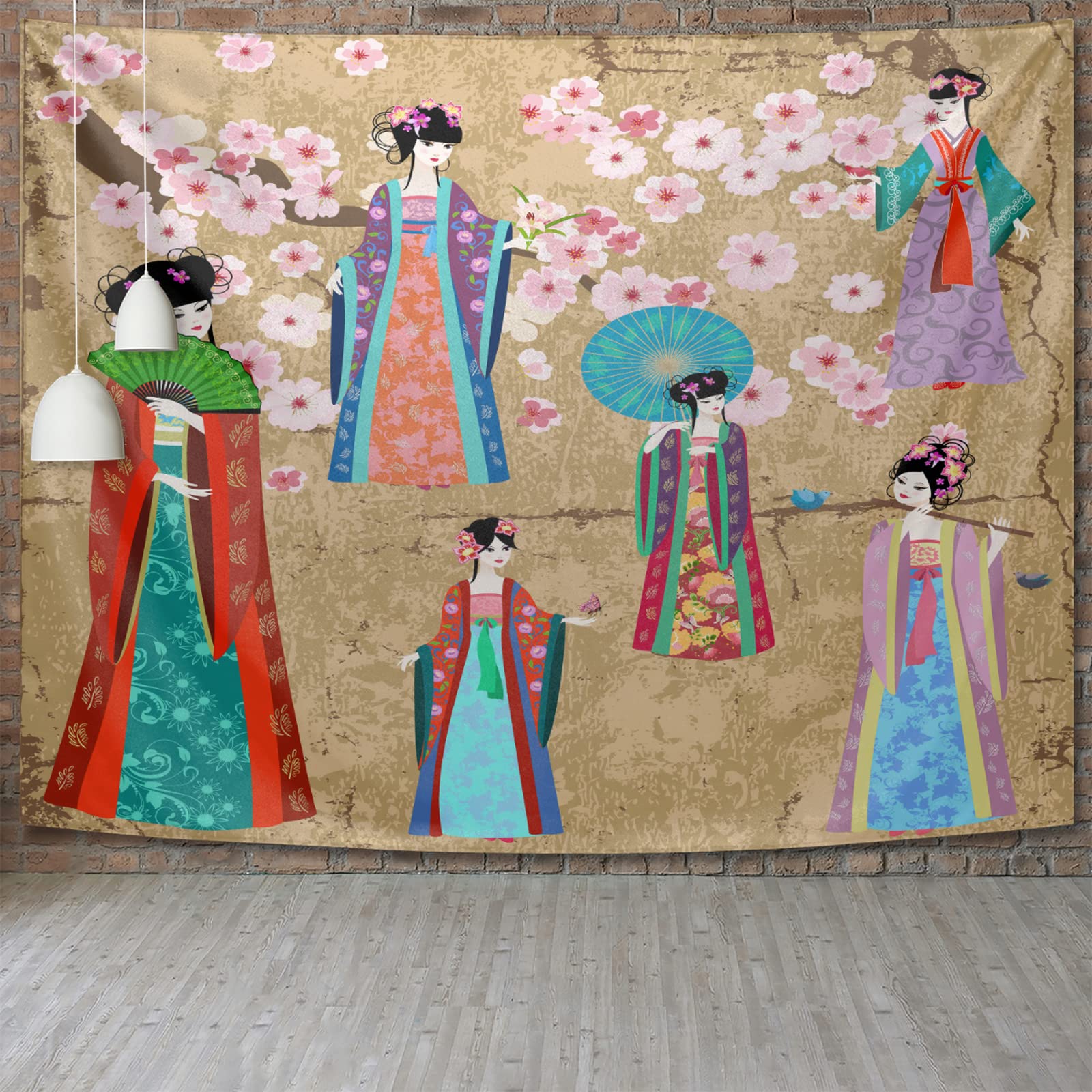 Japanese Plum Blossom Wall Tapestry - Elegant Home Decor Wall Hanging for Bedroom, Living Room, Dorm & Yoga Studio | Aesthetic Boho Tapestry for Women's Room Decor & Meditation Space
