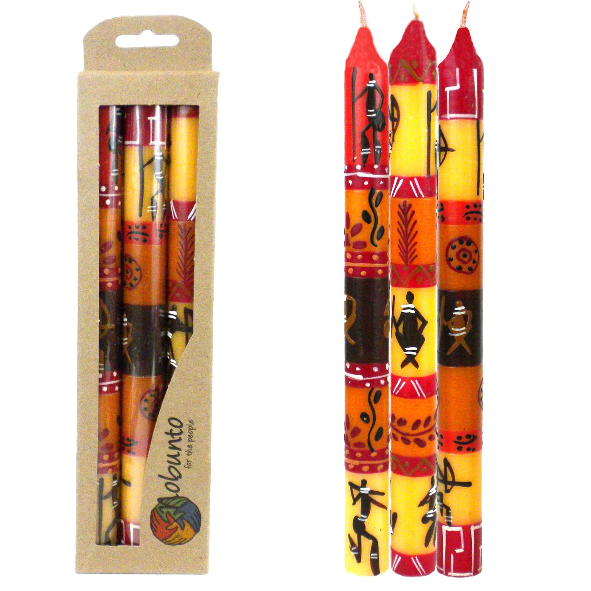 Nobunto Set of 3 Hand-Painted Tall Candles - Damisi Design for Home Decor, Wedding Centerpieces & Holiday Gifts