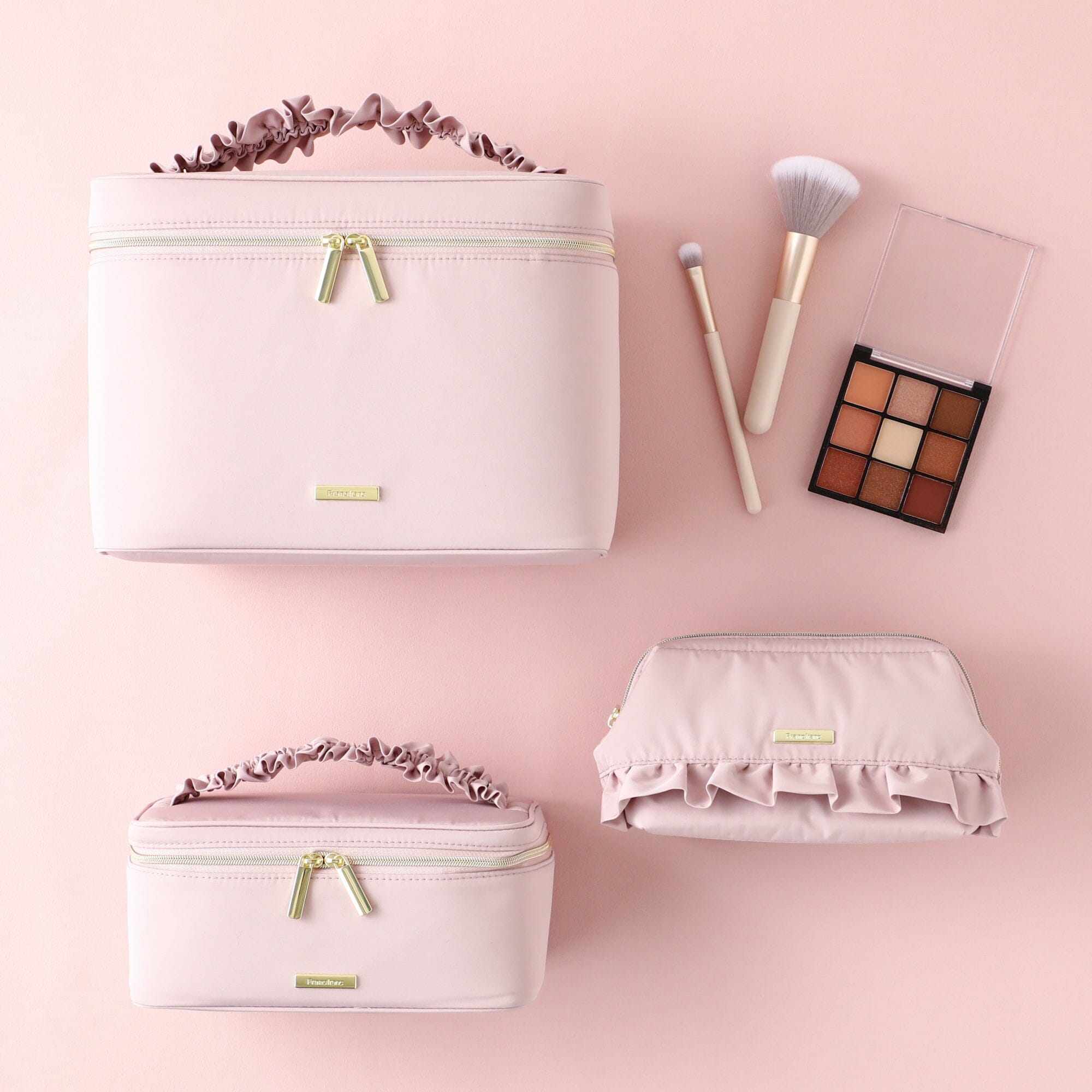 Frilly Vanity Pouch for Women - Small Pink Cosmetic Bag | Perfect for Makeup, Travel & Bridal Essentials Storage