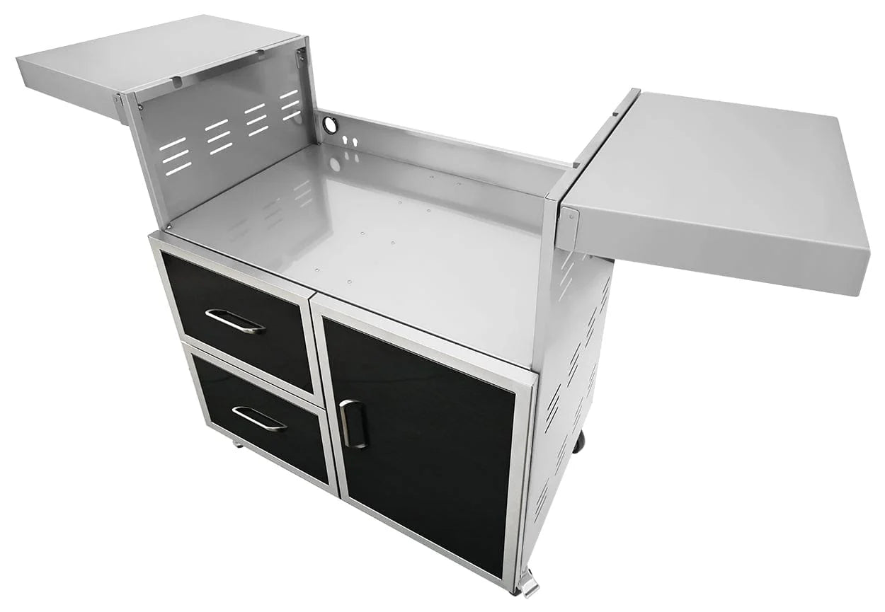 Wildfire Outdoor Living 42-Inch Stainless Steel Grill Cart with Side Shelves - Perfect for Backyard BBQs, Patio Cooking & Outdoor Entertaining
