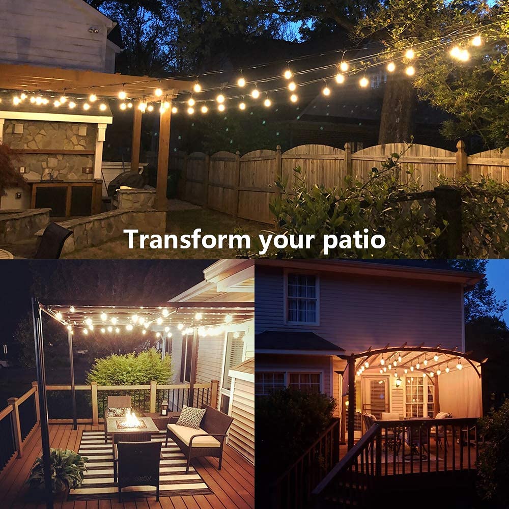 SUNTHIN 2 Pack 48FT Outdoor String Lights - Commercial Grade Waterproof Hanging Patio Lights with Dimmable Connectable Edison Bulbs for Bistro, Party, Holiday, Wedding, Garden & Backyard Decor | Perfect for Outdoor Dining, Patio Lighting & Special Events
