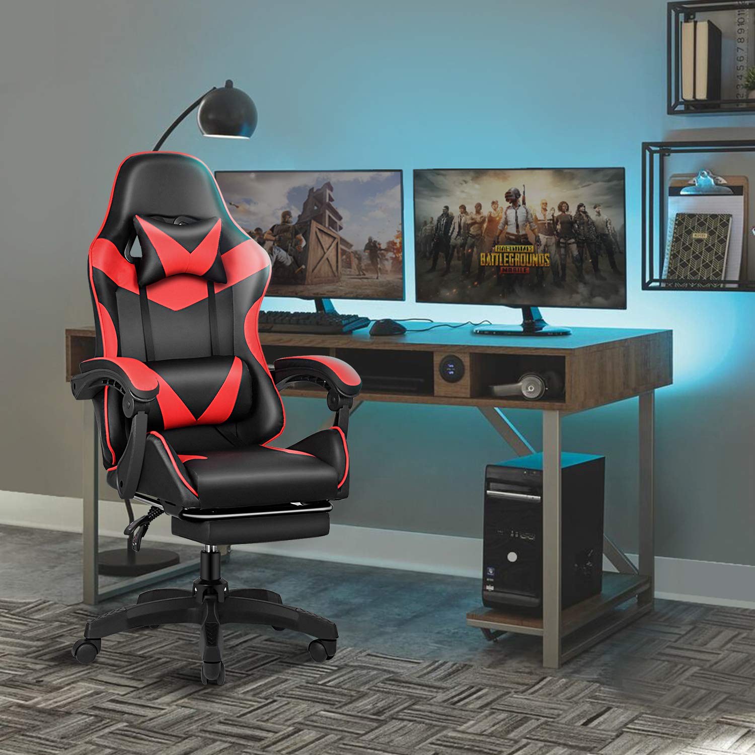 Ergonomic Gaming Chair with Adjustable Height & Lumbar Support for Office & Racing