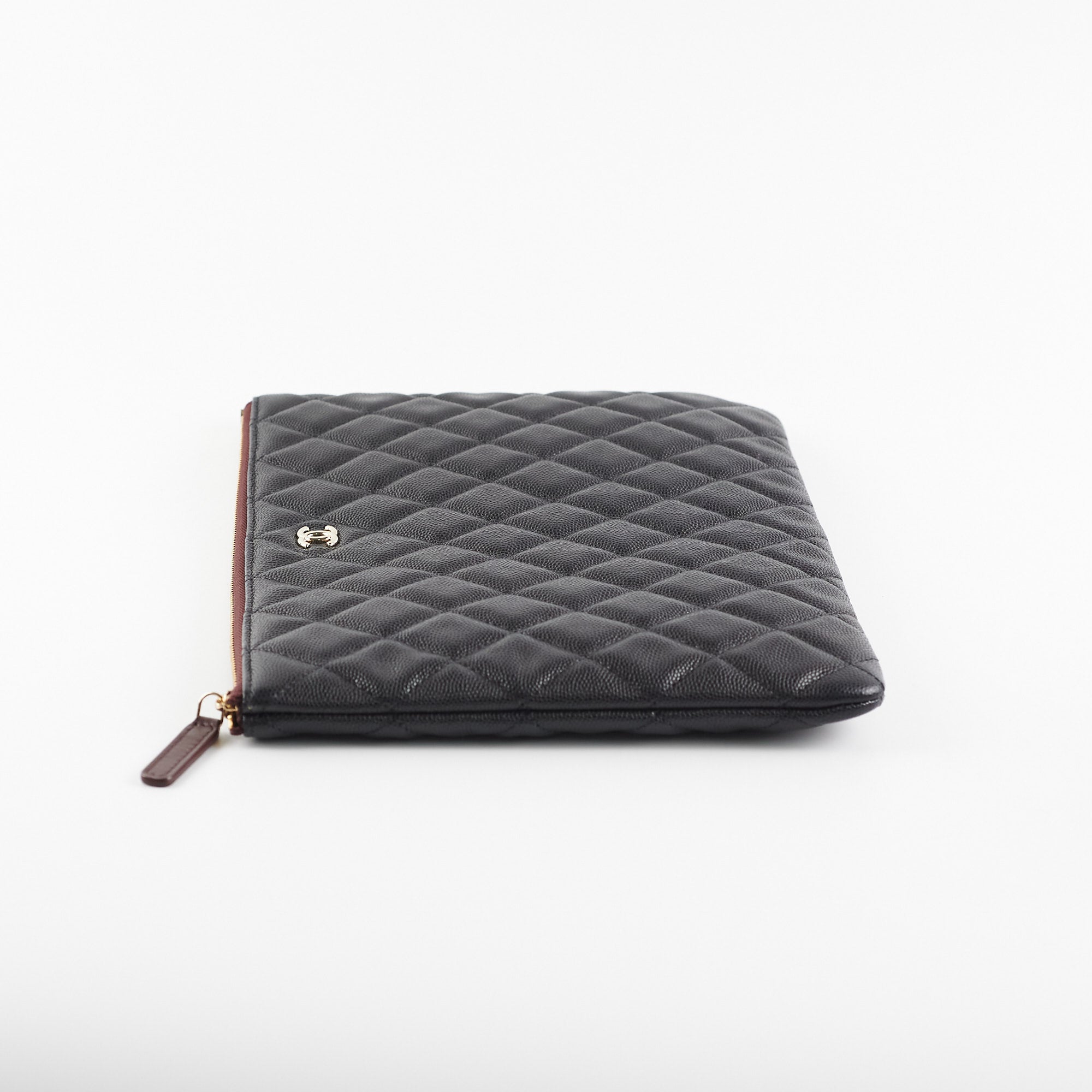 Chanel Medium O Case Pouch Clutch Bag in Black Caviar Leather - Perfect for Evening Events, Parties & Special Occasions