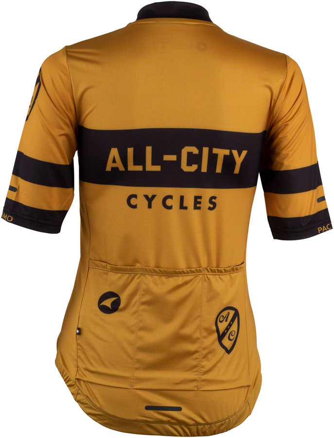 All City Classic Logowear Women's Cycling Jersey - Mustard Brown & Black, Size Small | Comfortable Bike Shirt for Road Cycling, Commuting & Outdoor Sports