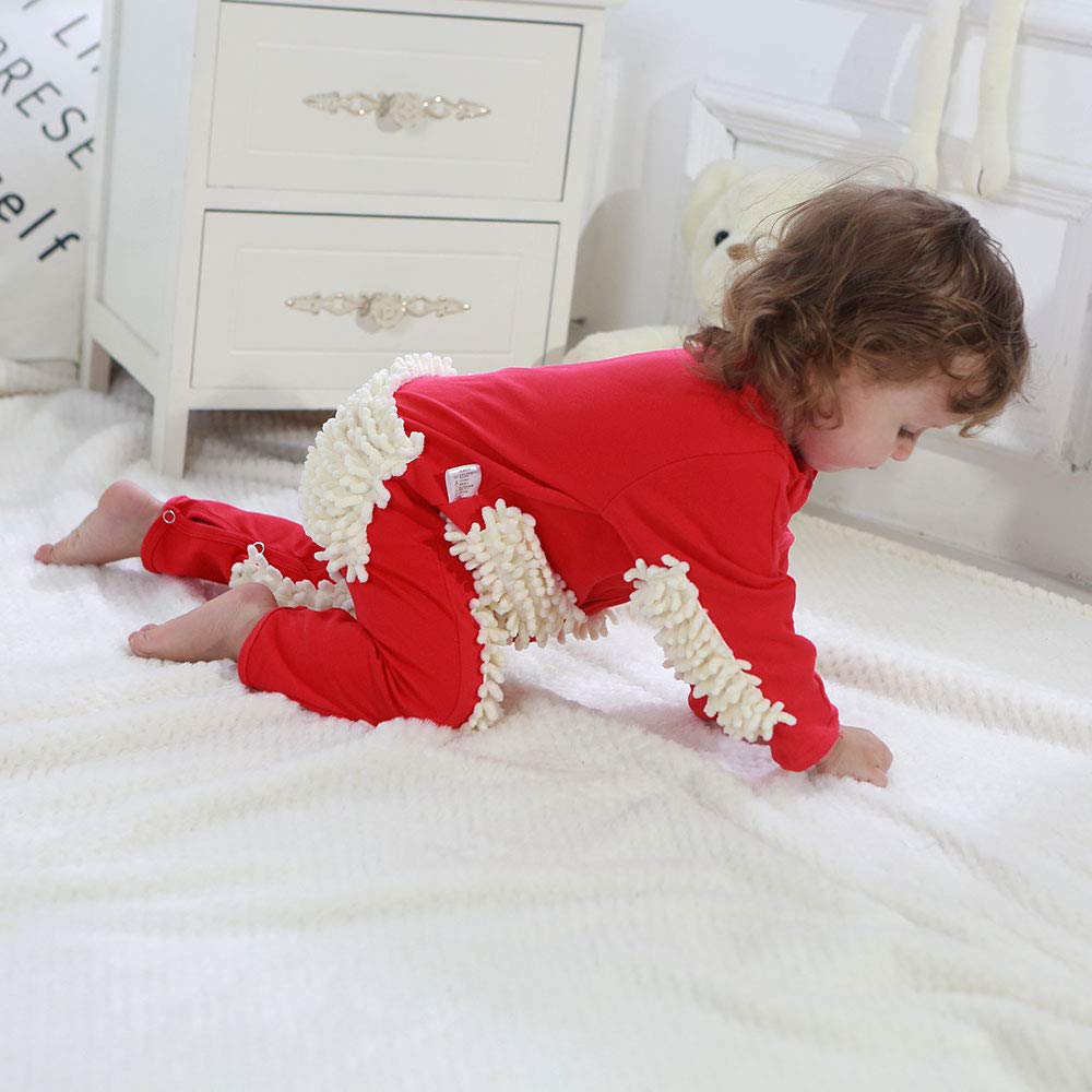 CHAW Adorable Baby Mop Onesie - Soft Infant Crawling Mop Outfit for Boys & Girls (0-24 Months) | Fun Cleaning Costume for Playtime & Photo Shoots