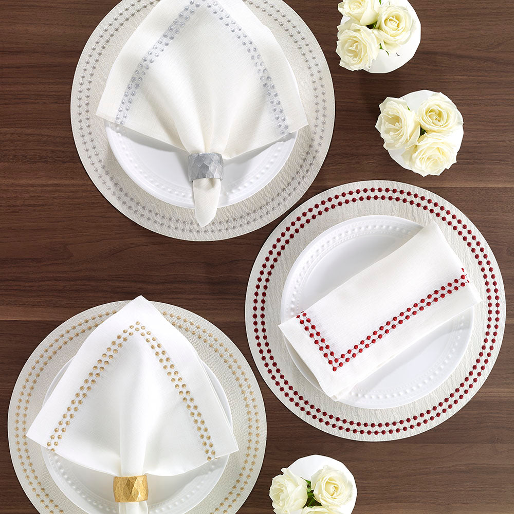 Premium Pearlized Dinner Napkins - Elegant & Durable for Parties, Weddings & Fine Dining - 12 Pack