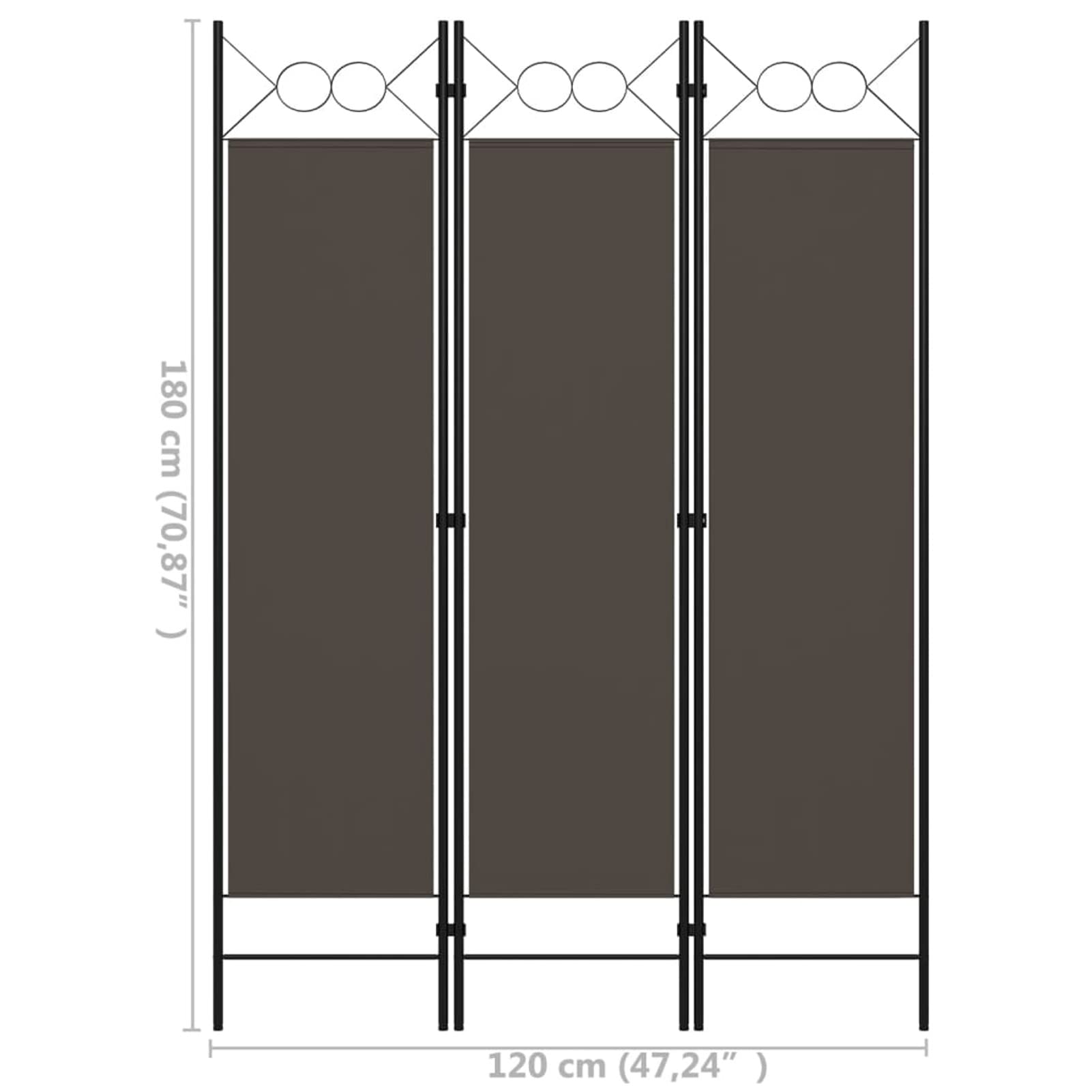 Tidyard 3 Panel Folding Room Divider - Freestanding Fabric Partition Screen with Iron Frame - 47.2