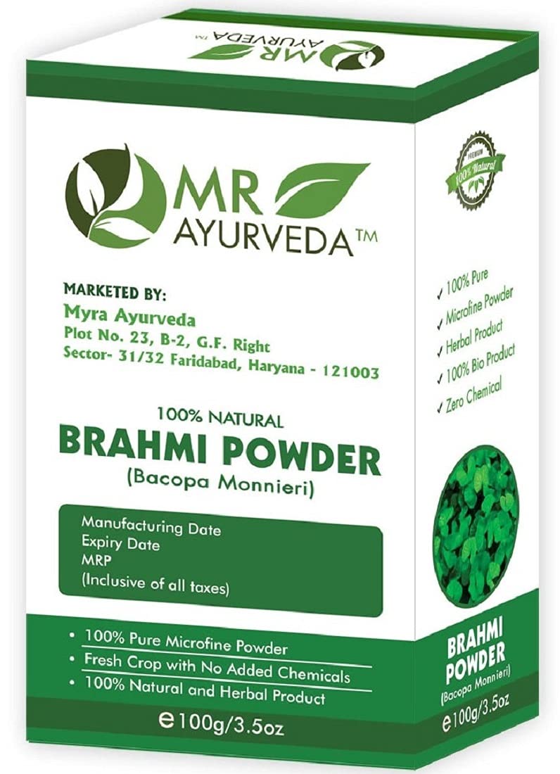 MR Ayurveda 100% Pure Organic Brahmi Powder for Hair Growth, Skin Care & Face Glow – 100g | Natural Herbal Supplement for Stress Relief, Memory Boost & Holistic Wellness