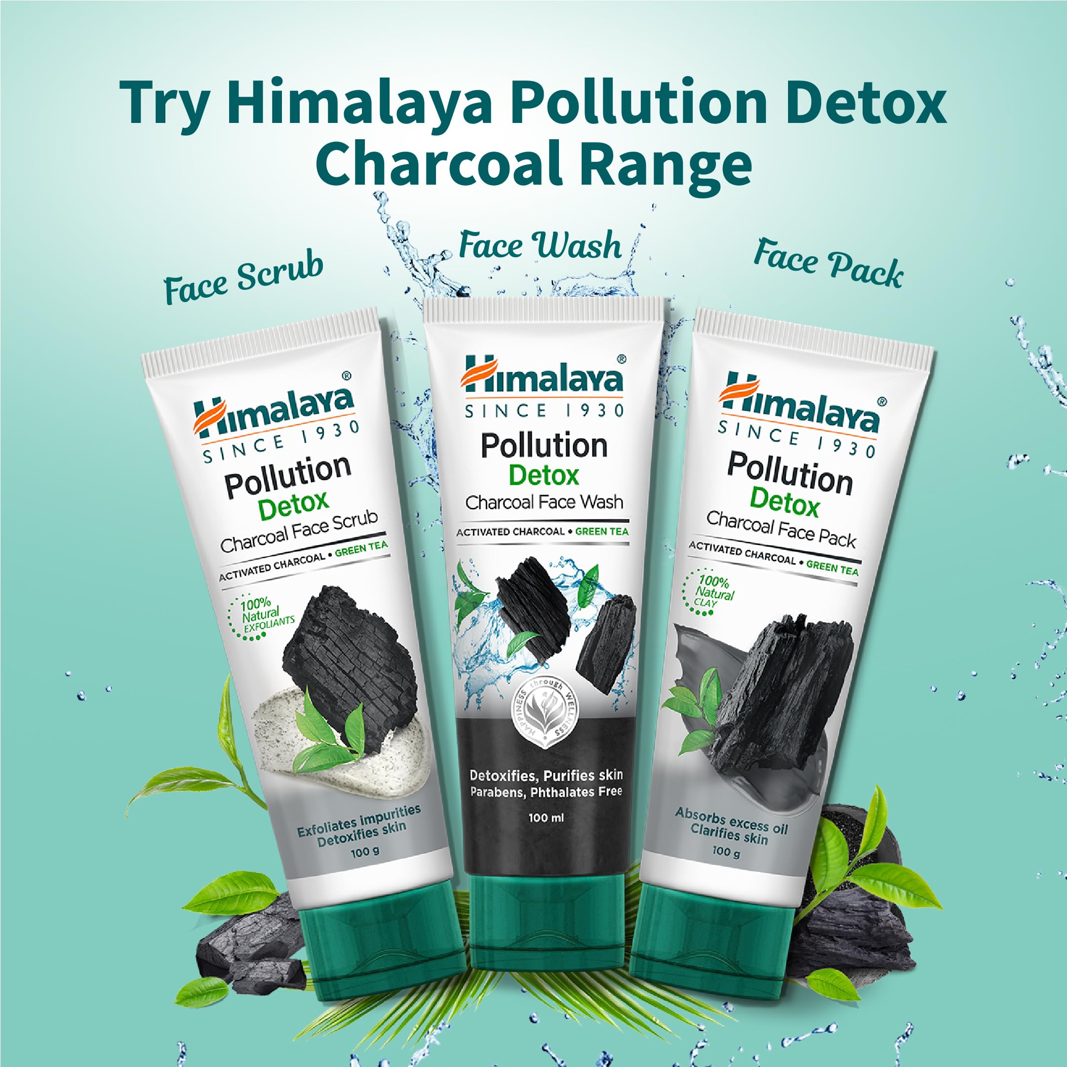Himalaya Pollution Detox Charcoal Face Wash 100ml - Deep Cleansing & Purifying for Acne, Blackheads & Oily Skin - Daily Skincare for Men & Women