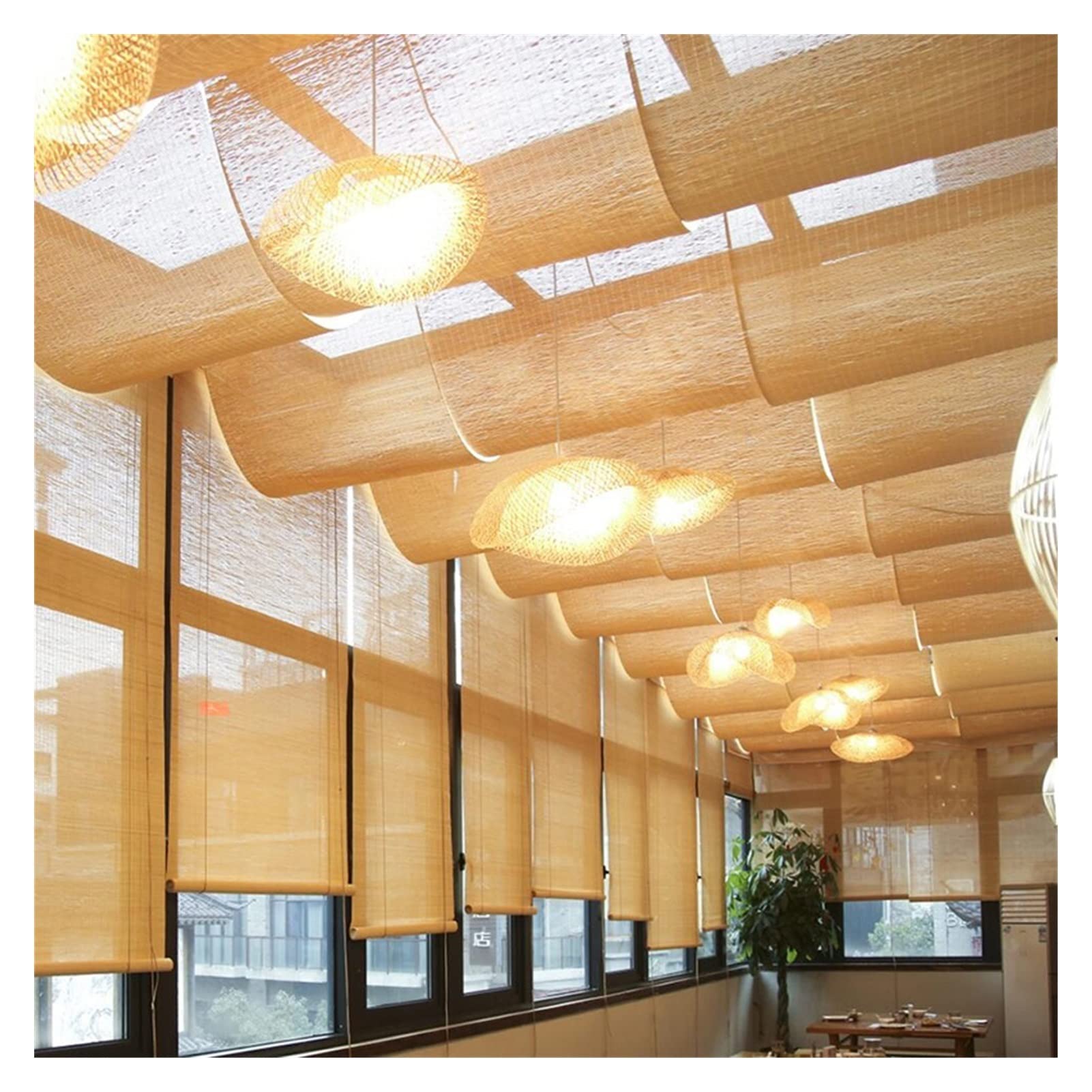 Vintage Bamboo Roll Up Shade for Patio - Light Filtering Bamboo Roman Blinds for Outdoor & Indoor Use - Custom Size with Valance (50x150cm/20x59in) - Perfect for Sunroom, Balcony, and Garden Privacy