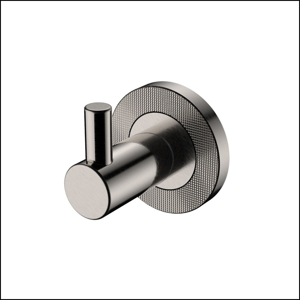 Fienza Brushed Nickel Axle Robe Hook 83104BN - Heavy Duty Bathroom & Bedroom Wall Mounted Towel Hanger for Home Decor