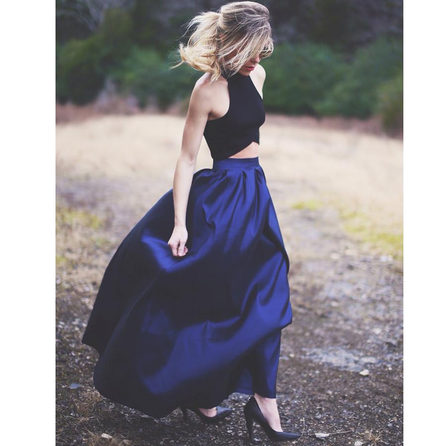 Black Crop Top & Taffeta Ball Gown Prom Dress 2-Piece Set - Elegant Formal Evening Gown for Homecoming, Prom Night & Special Occasions
