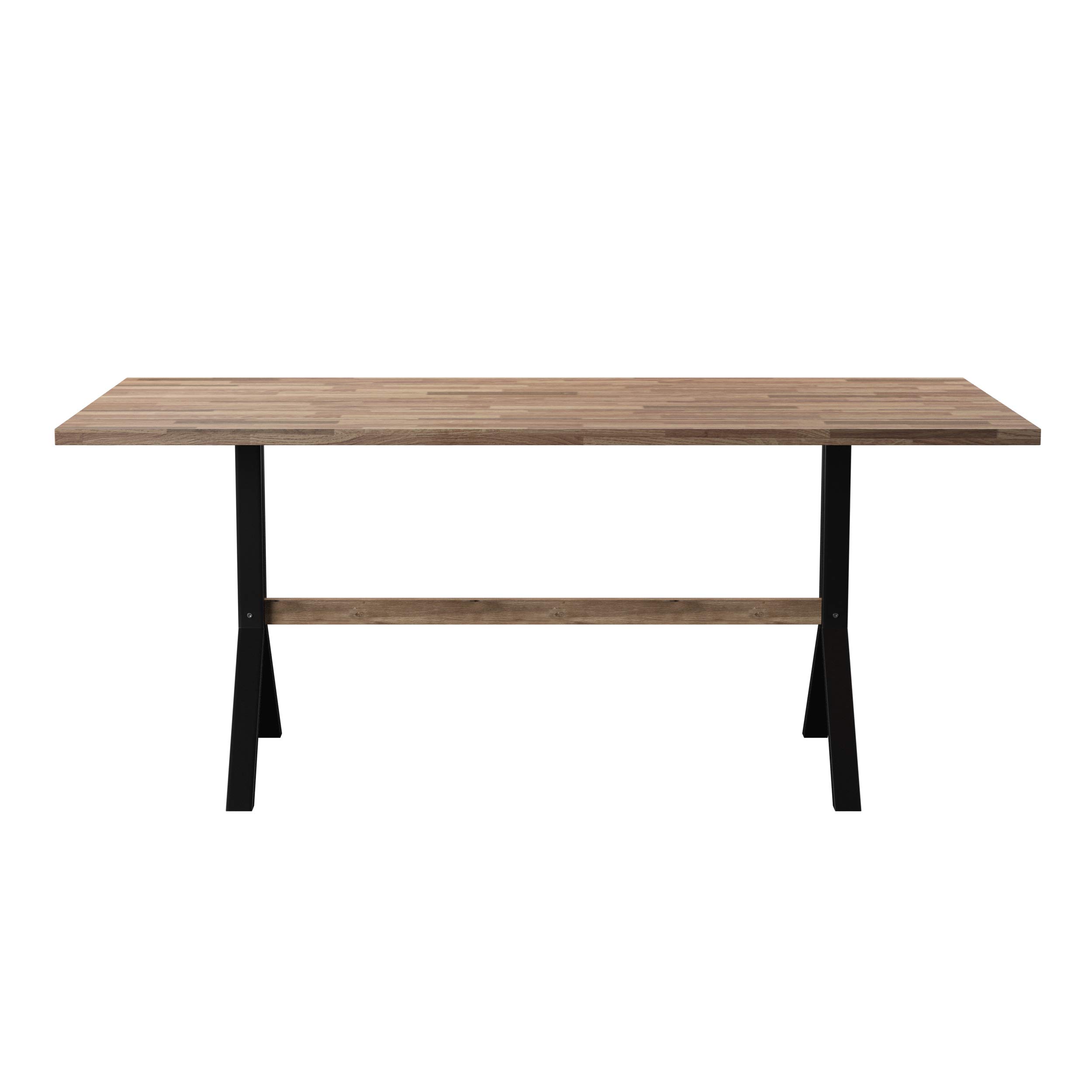 Slatted Outdoor Dining Table by Furniture HotSpot - Natural & Black Finish - Perfect for Patio, Garden, and Backyard Dining
