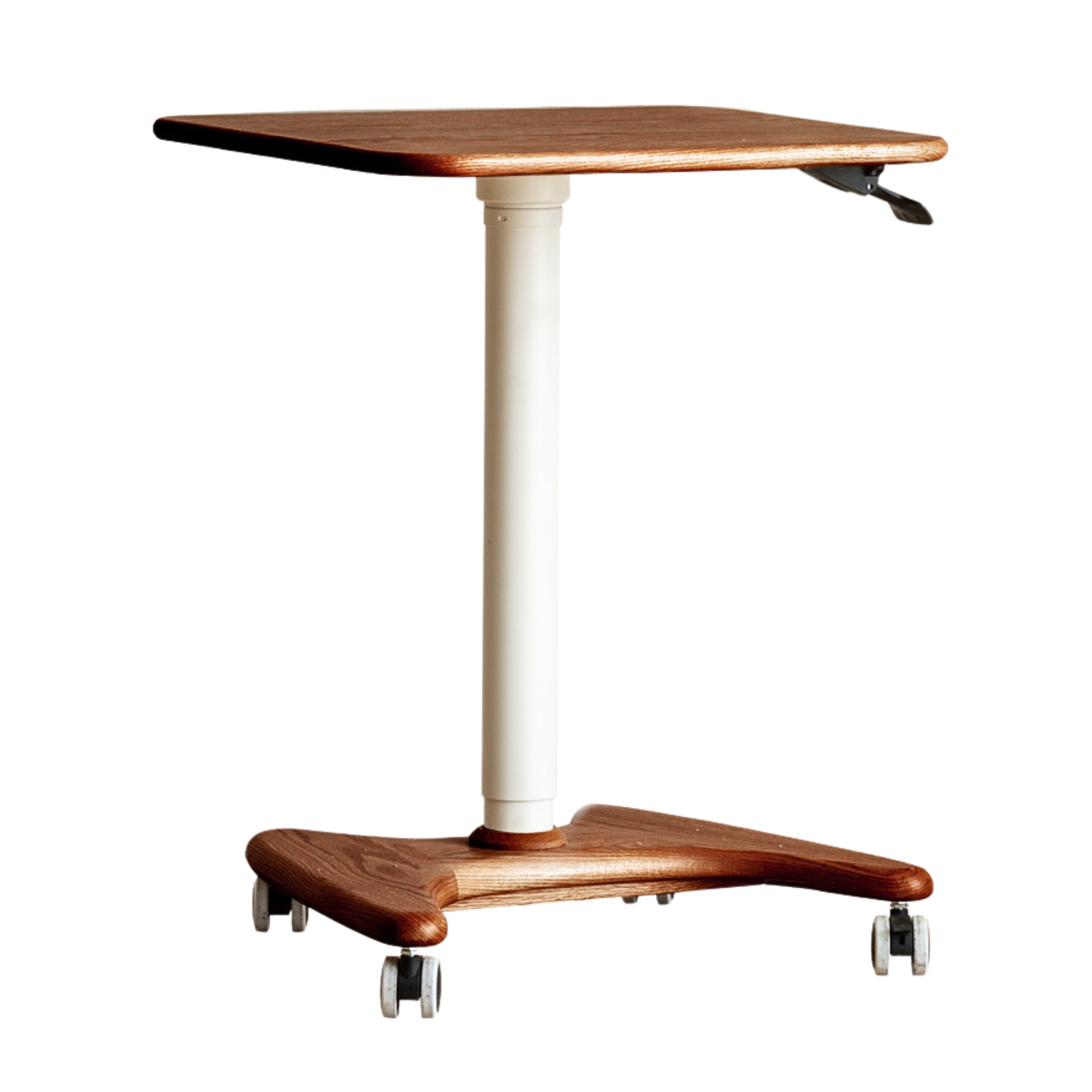 Solid Oak & Ash Wood Adjustable Height Standing Desk - Ergonomic Mobile Workstation for Home Office, Study & Workspace