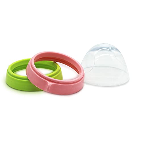 Comotomo Baby Bottle Collar Rings Replacement - 4 Pack Green Silicone Neck Rings for Comotomo Feeding Bottles | Perfect for Travel, Daycare & On-the-Go Feeding