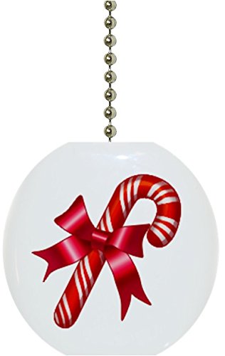 Festive Christmas Candy Cane Ceramic Fan Pull - 1091F Holiday Home Decor for Ceiling Fans, Light Switches & Cabinets - Perfect for Christmas Tree Decorations, Kitchen, Living Room & Bedroom