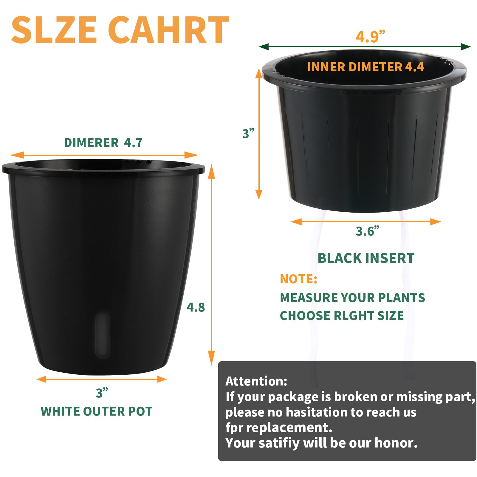 Planterhoma 5 Inch Self Watering Plant Pots - 6 Pack African Violet Pots with Water Level Indicator, Drainage Holes & Wick System - Ideal for Orchids, Devil's Ivy, Succulents & Indoor Plants - Perfect for Home, Office Decor & Gardening Gifts