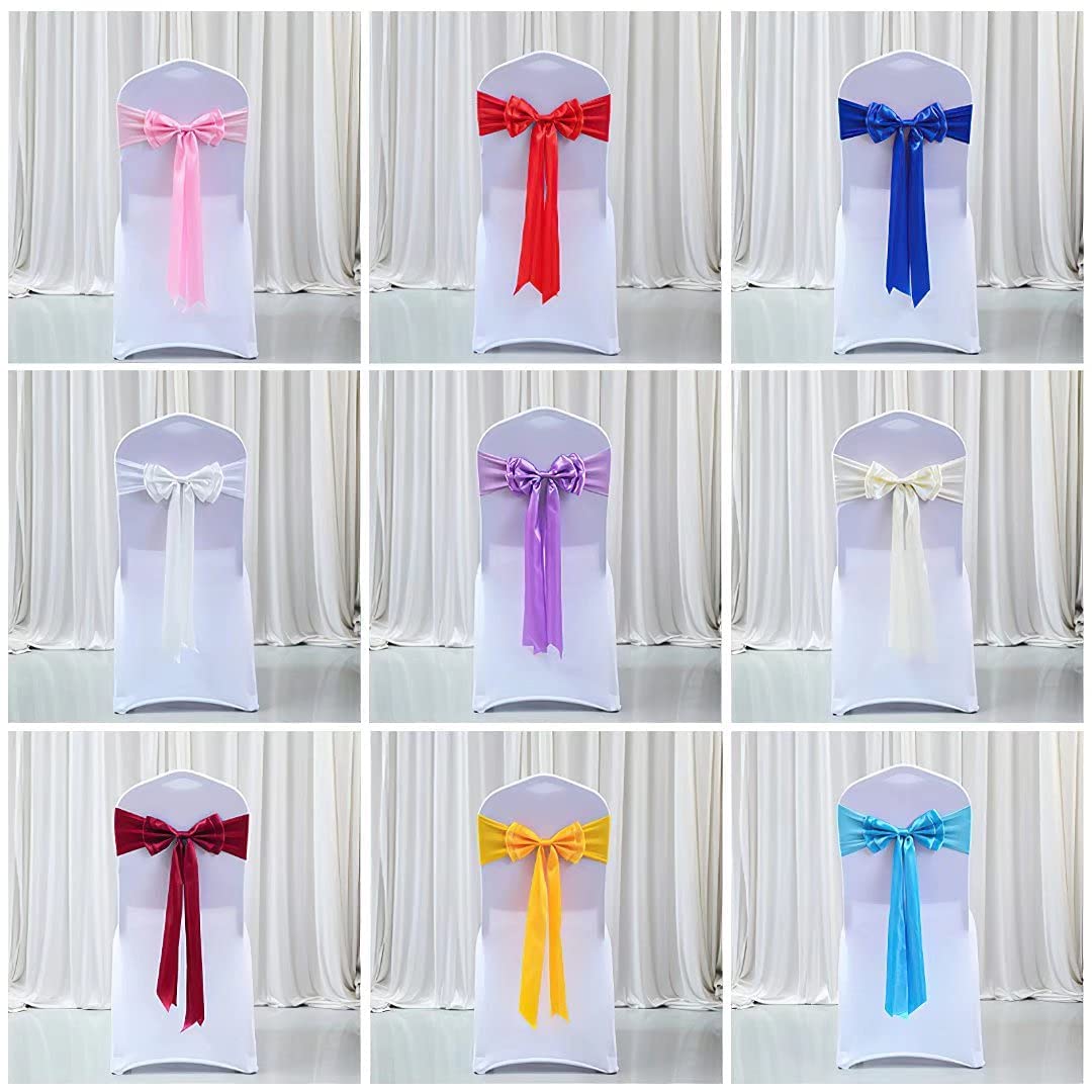 100-Piece Stretch Chair Sashes with Double Bows - Spandex Chair Covers for Wedding, Birthday, Banquet & Christmas Decor - Wine Red Chair Bands for Party & Event Decoration (Perfect for Banquet Halls, Ballrooms, and Outdoor Celebrations)
