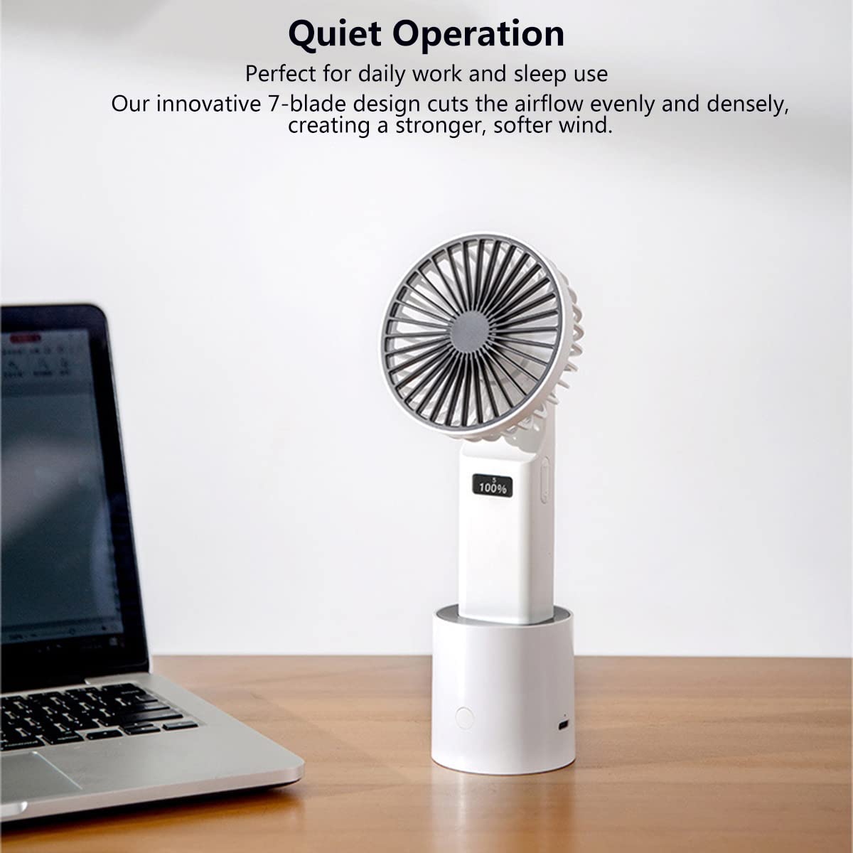 Rechargeable Mini USB Handheld Fan - 4000mAh Battery, 5 Speed Adjustable, Silent Cooling Fan with LCD Display & Tilt Function for Home, Office, Dorm, Travel - Perfect for Indoor Use, Outdoor Activities & Hot Weather (Yellow)