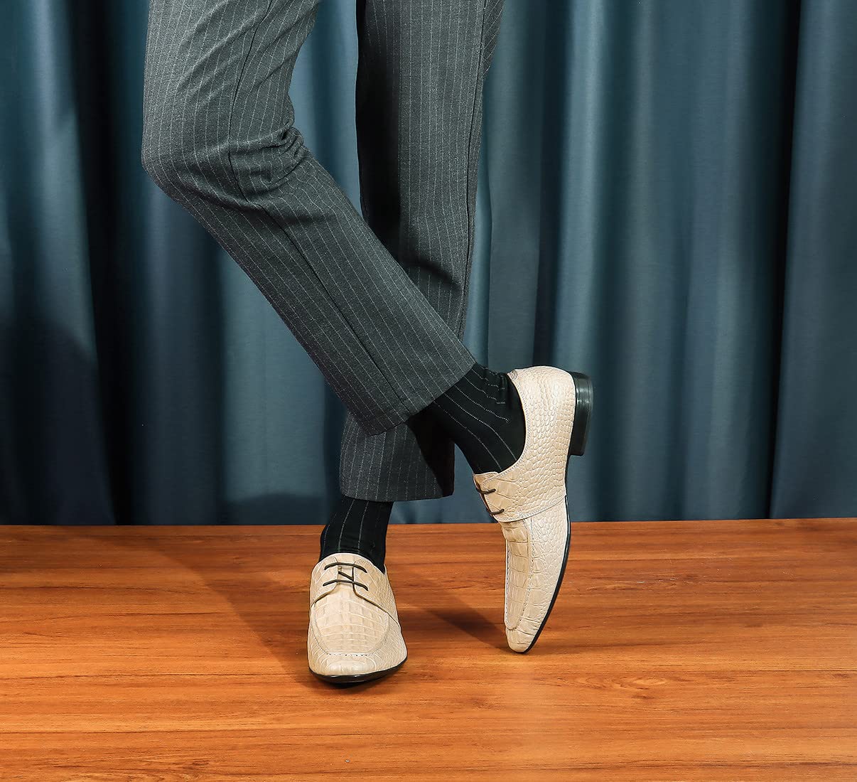 Men's Formal Dress Shoes - Modern Lace-Up Oxford Business Shoes in Ivory | Perfect for Weddings, Office & Special Occasions