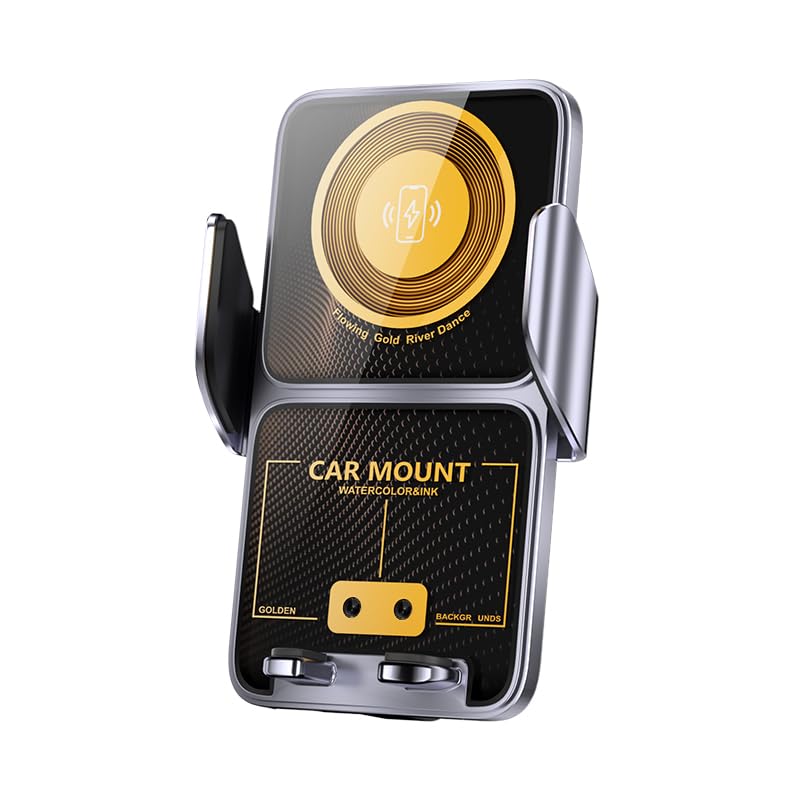 15W Qi Fast Wireless Car Charger with Auto Clamping - Compatible with iPhone 15/14/13/12, Samsung Galaxy S23/S22/S21 - Secure Phone Mount for Car Dashboard & Vent - Perfect for Road Trips & Daily Commutes
