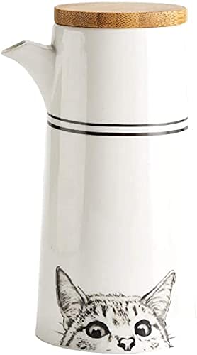 Premium 500ml Olive Oil Dispenser Bottle - Ceramic Oil & Vinegar Cruet with Leak-Proof Design - White Kitchen Oil Bottle for Salad Dressing, Cooking & Baking - Dustproof & Drip-Free (1 Piece)