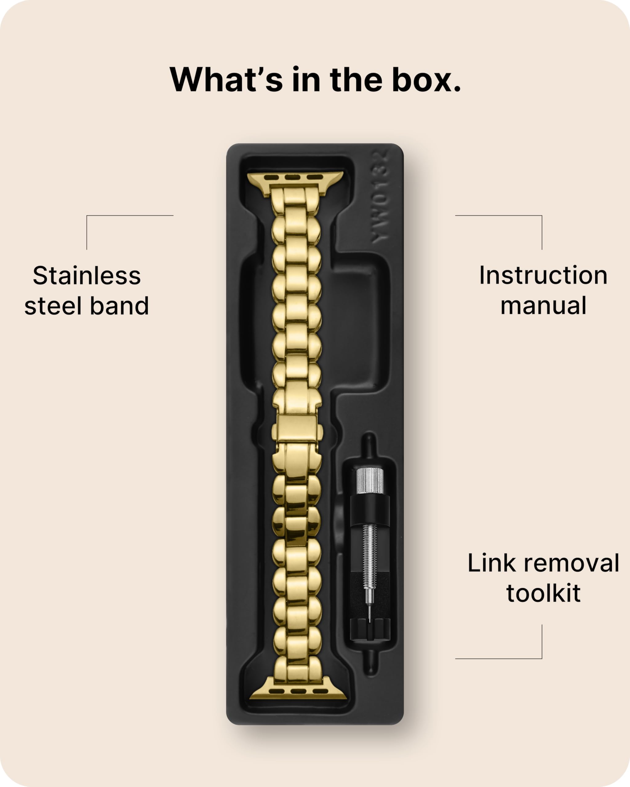 Fullmosa Stainless Steel Metal Band for Apple Watch Series 10 42mm, Series 9/8/7 41mm, SE2/SE/6/5/4 40mm, Series 3/2/1 38mm - Gold Women's Smartwatch Strap for Workout, Office & Everyday Wear