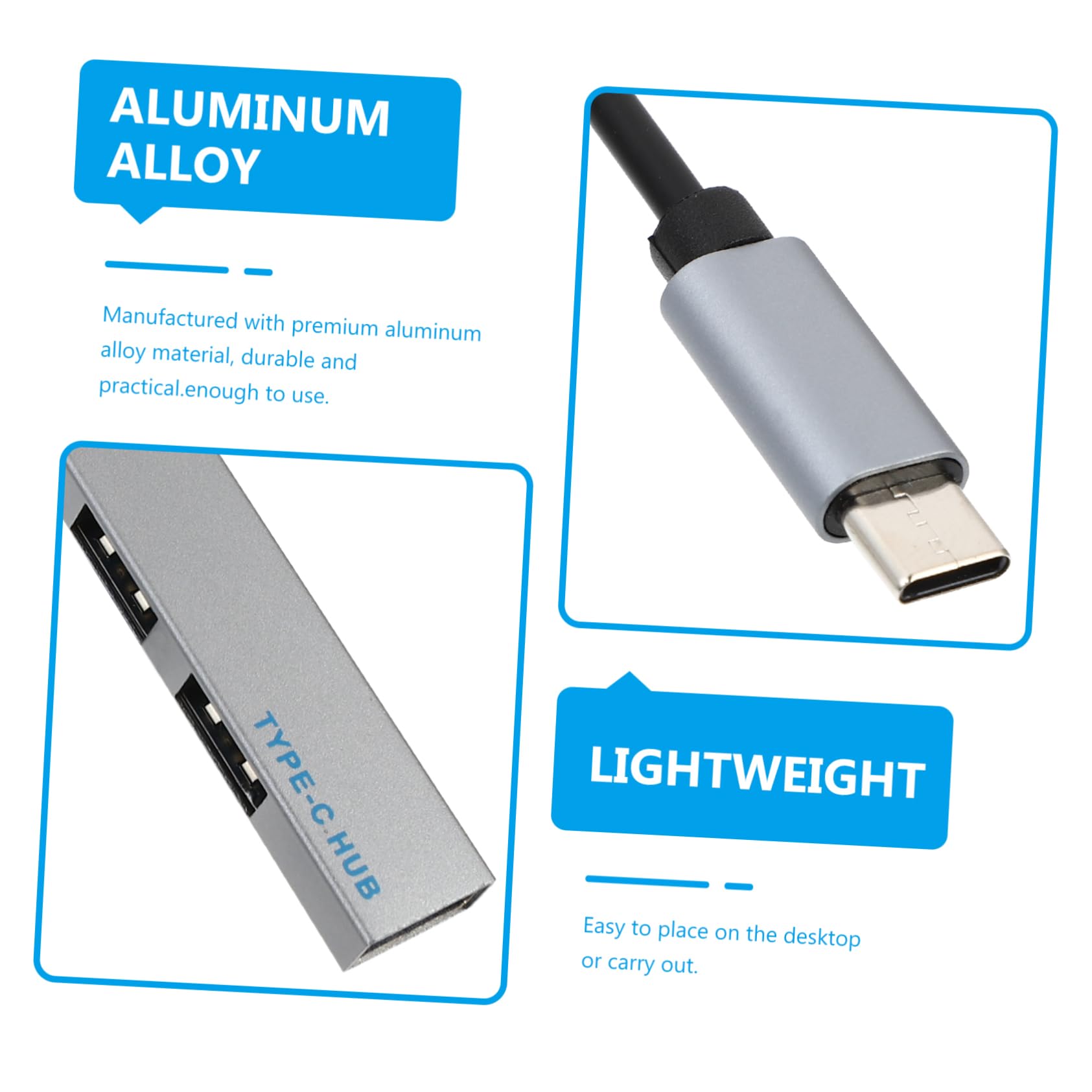 UKCOCO 2-Pack Aluminum Alloy USB Hub Adapter - USB A Splitter, Charger, Micro USB Converter, Portable Laptop/PC Expander for Home Office, Travel & Gaming Accessories
