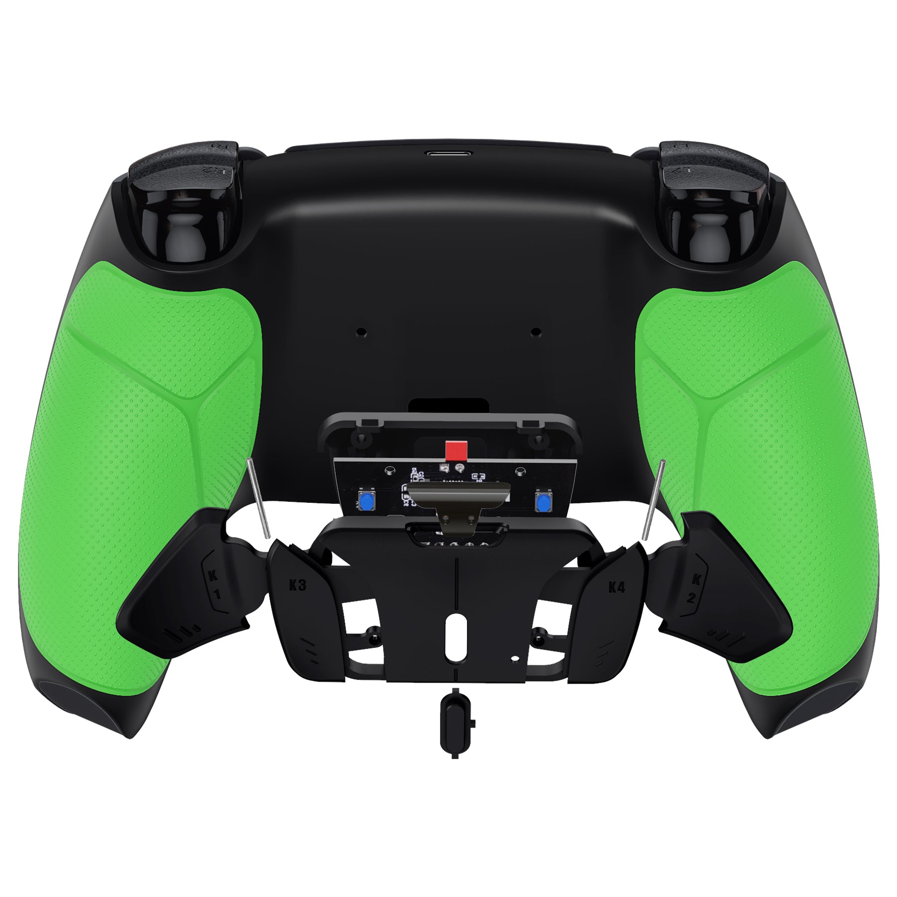 eXtremeRate Remappable RISE4 Remap Kit for PS5 Controller BDM-010/020 - Rubberized Green Back Buttons - Customizable Gaming Accessory for Competitive Play & FPS Games