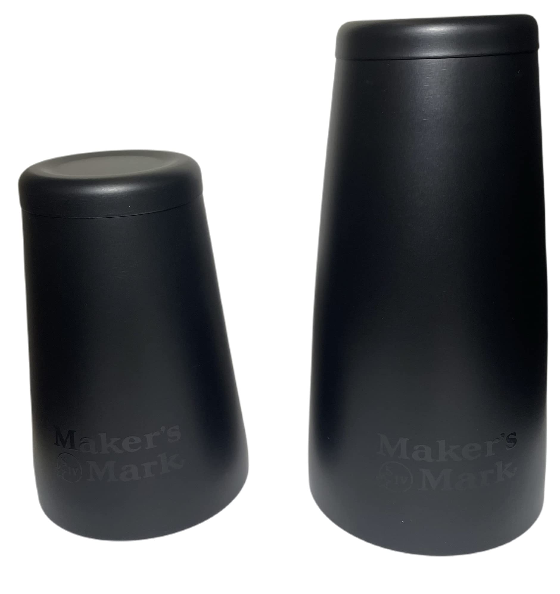 Maker's Mark Black Metal 2-Piece Cocktail Shaker & Cup Set - Premium Bar Tools for Whiskey, Martini & Cocktail Mixing at Home or Parties