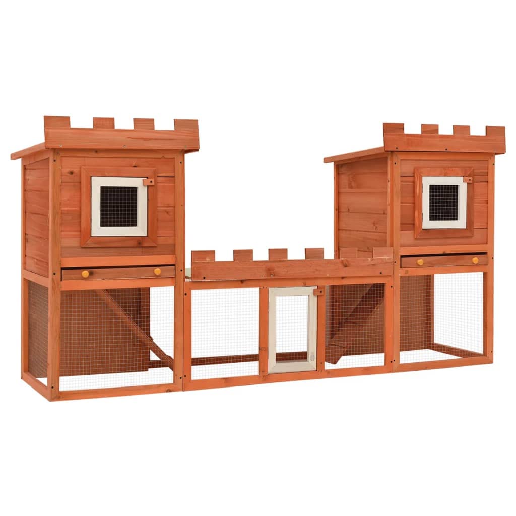 Large Outdoor Rabbit Hutch with Double House - Spacious Pet Cage for Rabbits & Small Animals - Perfect for Backyard, Garden, or Patio Use