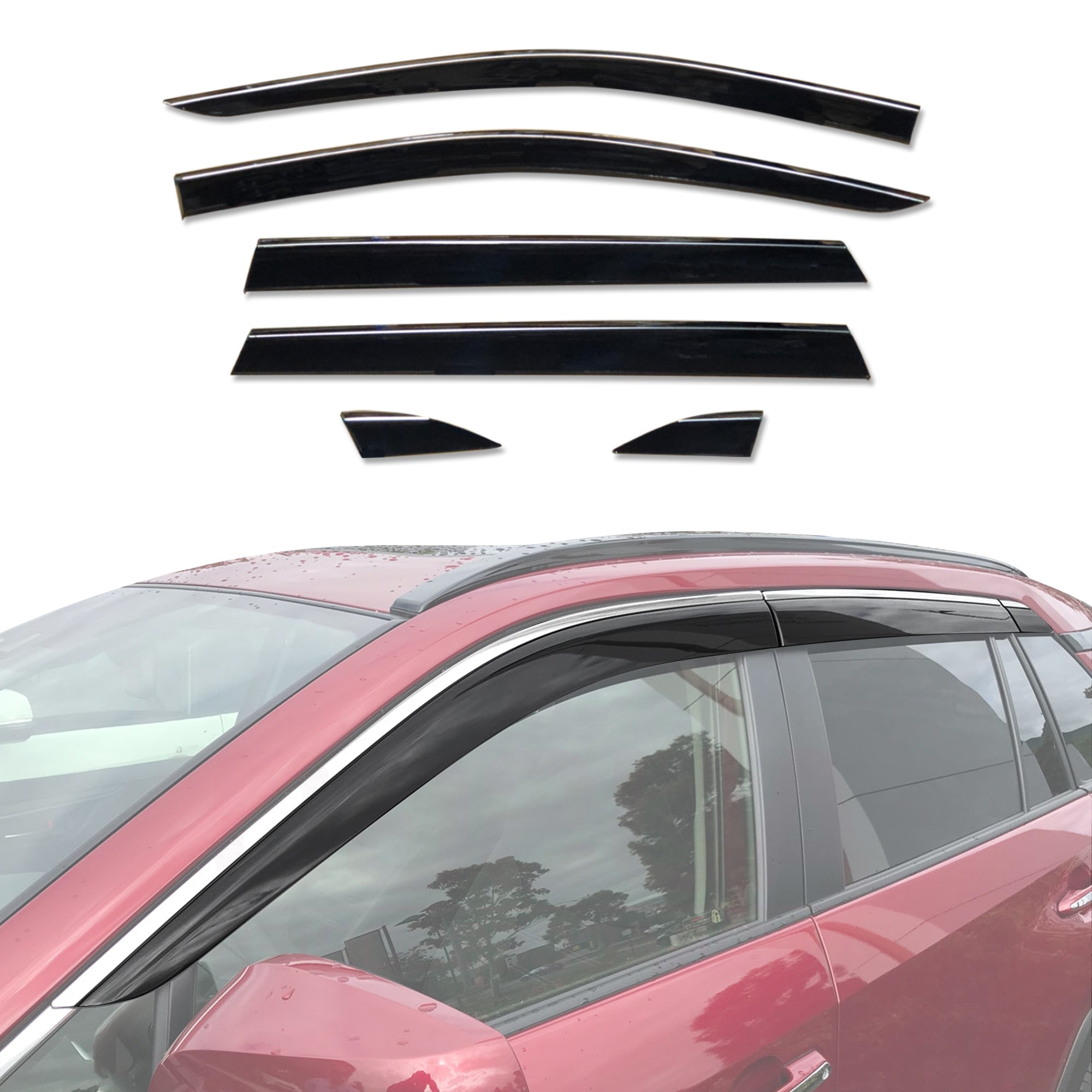 Premium Stainless Steel Window Deflectors for Toyota RAV4 (2019-2024) | Rain Guards & Wind Noise Reducers | Perfect for All-Weather Protection & Highway Driving