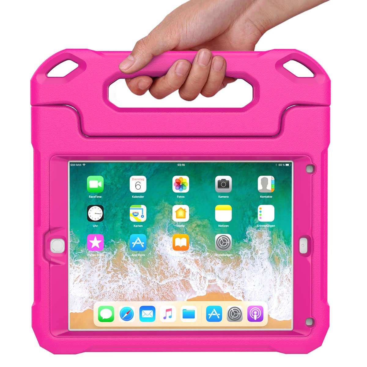 SUPLIK Shockproof Kids iPad Case for iPad 5th/6th Gen (9.7 inch 2017/2018), iPad Air 1/2 & Pro 9.7 - Durable Protective Cover with Handle Stand & Screen Protector - Pink | Perfect for School, Travel & Home Learning
