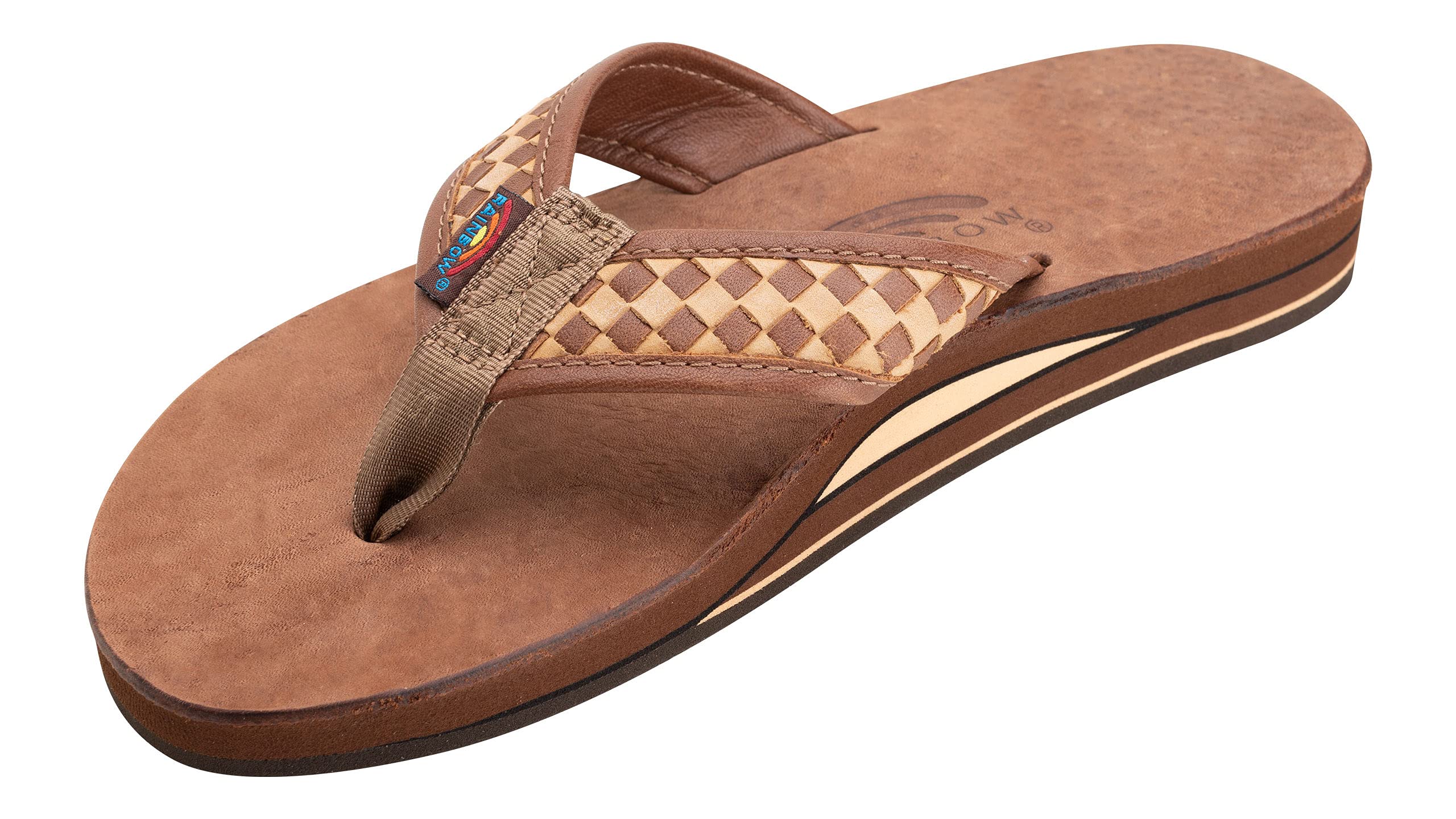 Men's Rainbow Sandals The Bentley - Premium Double Layer Arch Support Leather Sandals with Hand-Woven Straps | Comfortable Outdoor Walking & Beach Vacation Footwear