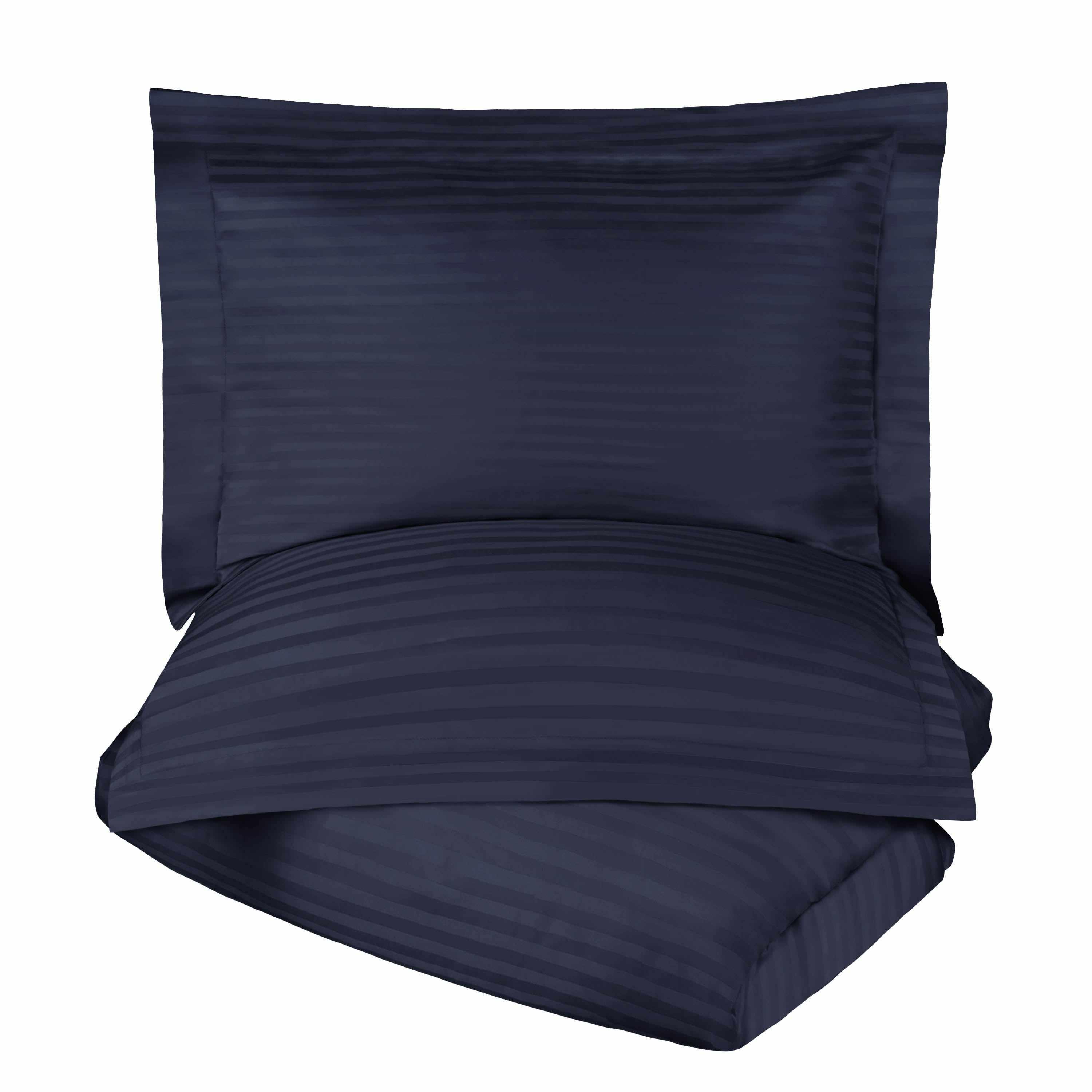 400 Thread Count Lightweight Stripe Egyptian Cotton Duvet Cover Set - Queen Size, Breathable & Soft Bedding for All Seasons - Perfect for Master Bedroom, Guest Room & Hotel Use