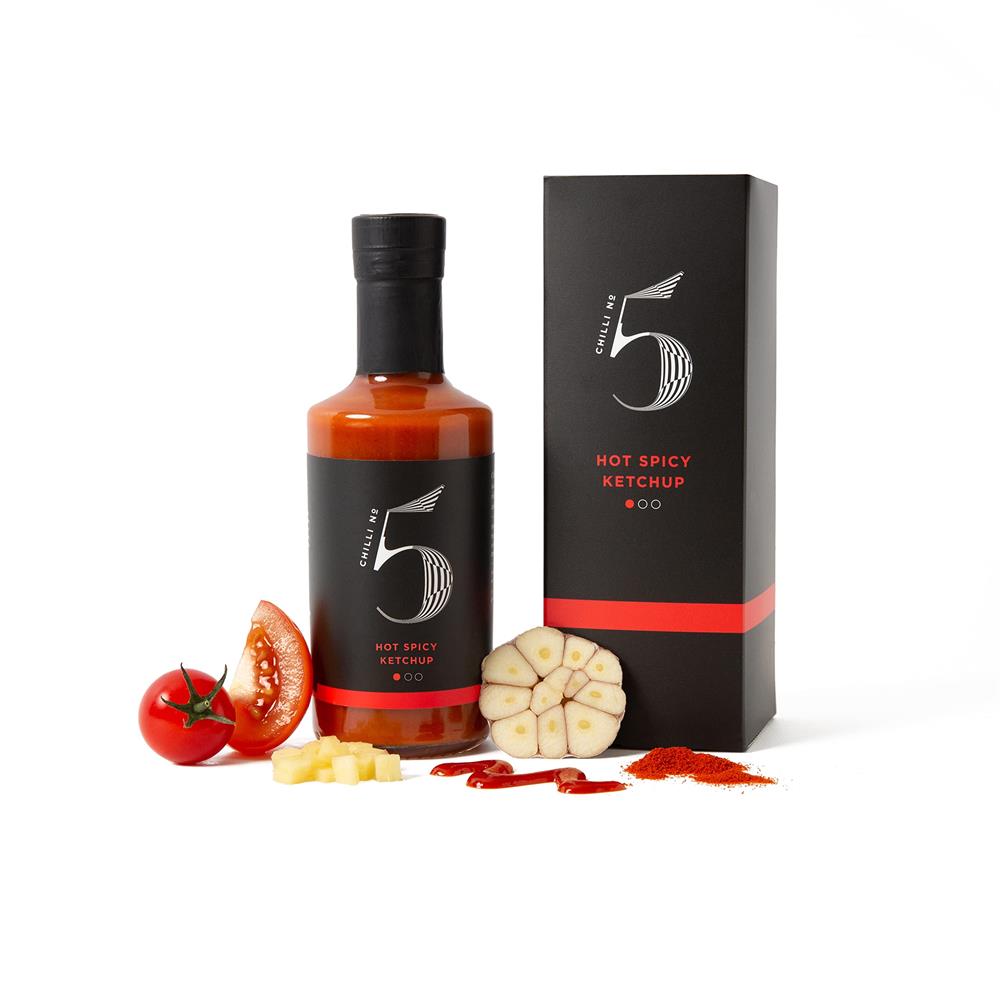 Chilli No.5 Hot Spicy Ketchup 200ml - Premium Hot Sauce for Burgers, Tacos & BBQ - Spicy Gourmet Condiment for Cooking & Grilling