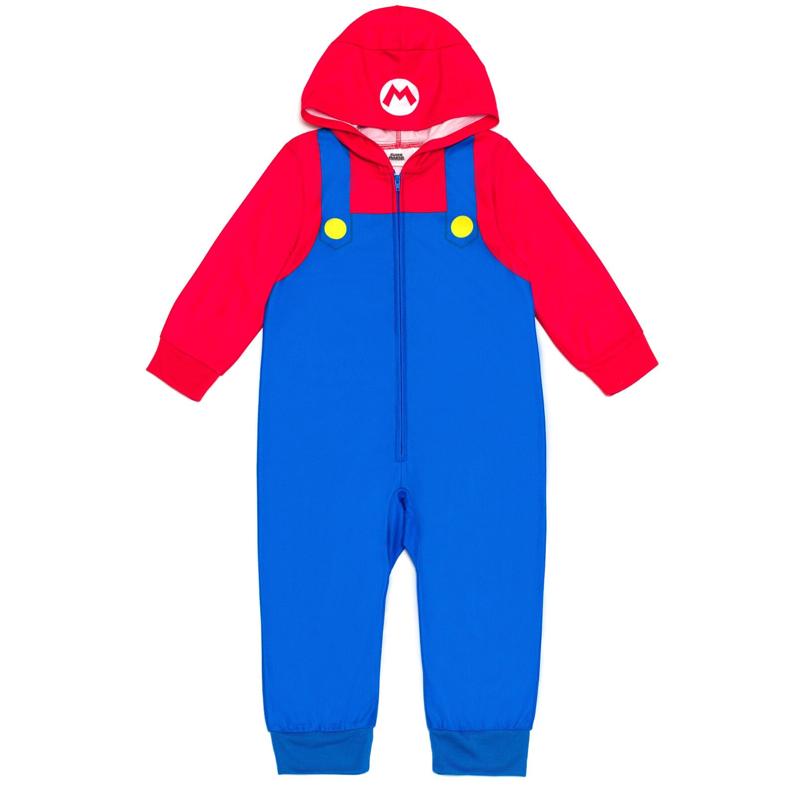Super Mario Nintendo Zip-Up Pajama Coverall for Toddlers (2T-5T) - Soft & Comfortable Sleepwear for Boys & Girls - Perfect for Bedtime, Lounging & Cosplay