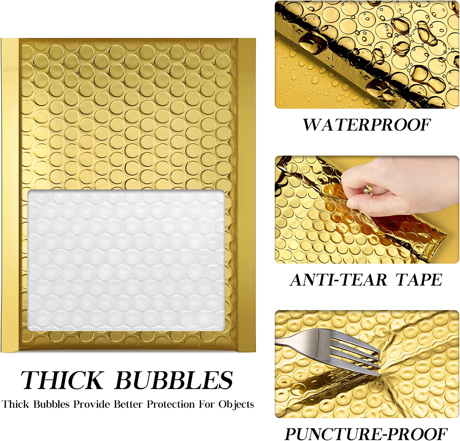 6x10 Bubble Mailer Padded Envelopes - Gold Color Shipping Bags for Ecommerce, Small Business & Online Sellers - Perfect for Shipping Jewelry, Cosmetics, Books & Small Items