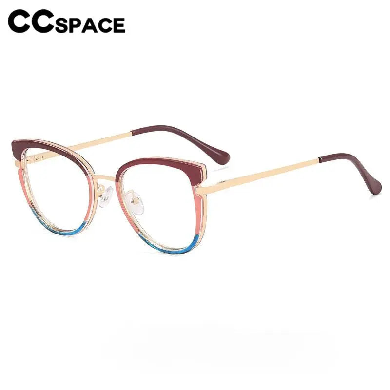 CCspace Women's Full Rim Cat Eye Titanium Eyeglasses Frame 56831 - Lightweight & Durable Eyewear for Work, Reading & Fashion Accessories