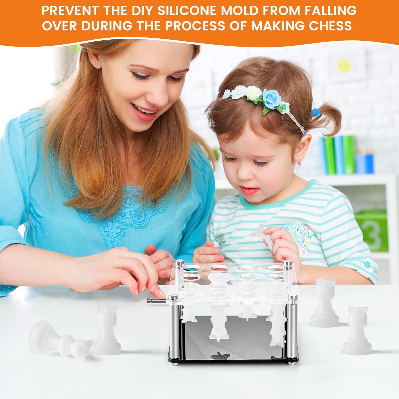 Premium Metal Chess Piece Holder for DIY Silicone Molds - 6.5