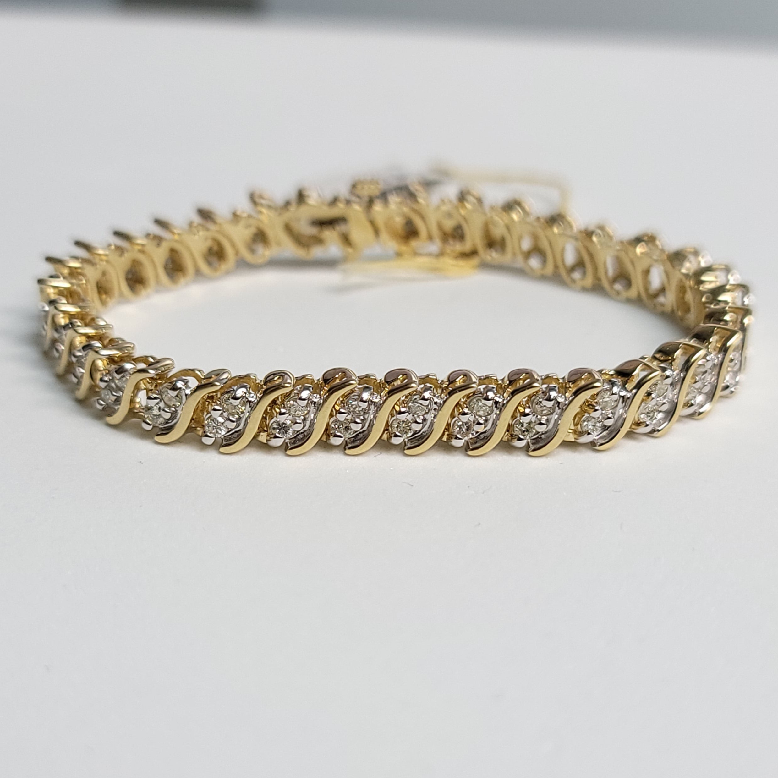 Elegant S-Shaped Diamond Tennis Bracelet - 2.10cttw 14K Yellow Gold for Women - Perfect for Weddings, Anniversaries & Special Occasions
