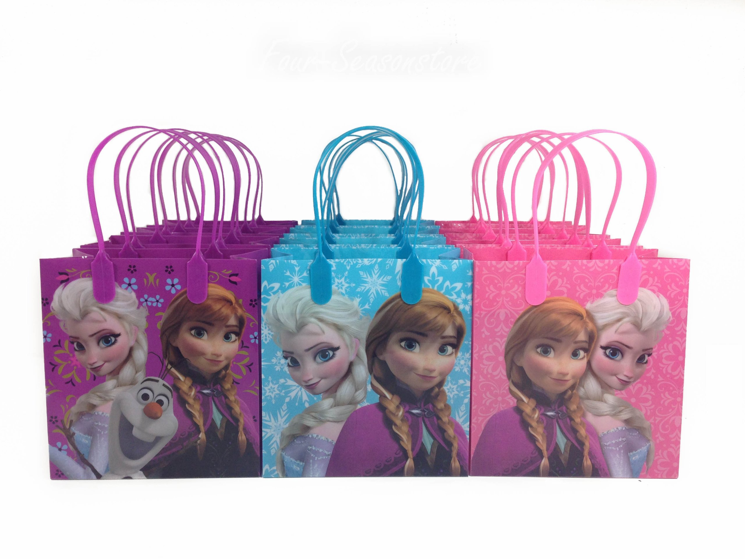 12-Pack Frozen Elsa Anna & Olaf Themed Party Favor Bags - 12.5x10.5x4 Inch Birthday Goodie Bags for Kids, Disney Frozen Party Supplies, Baby Shower & Christmas Gift Bags