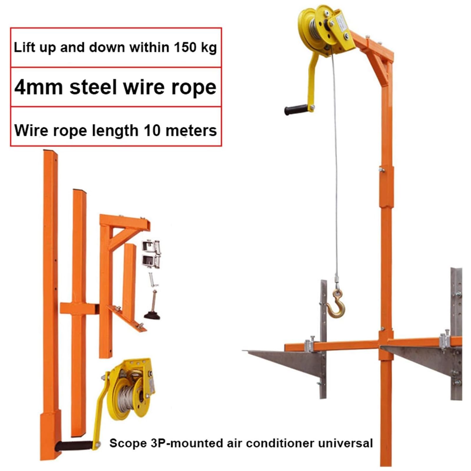 SKVLF Air Conditioner Installation Kit - External Unit Crane, Mounting Bracket, Hand Crank Lift Hoist, 25M Lifting Tool for AC Unit - Perfect for HVAC Technicians and DIY Home Installations