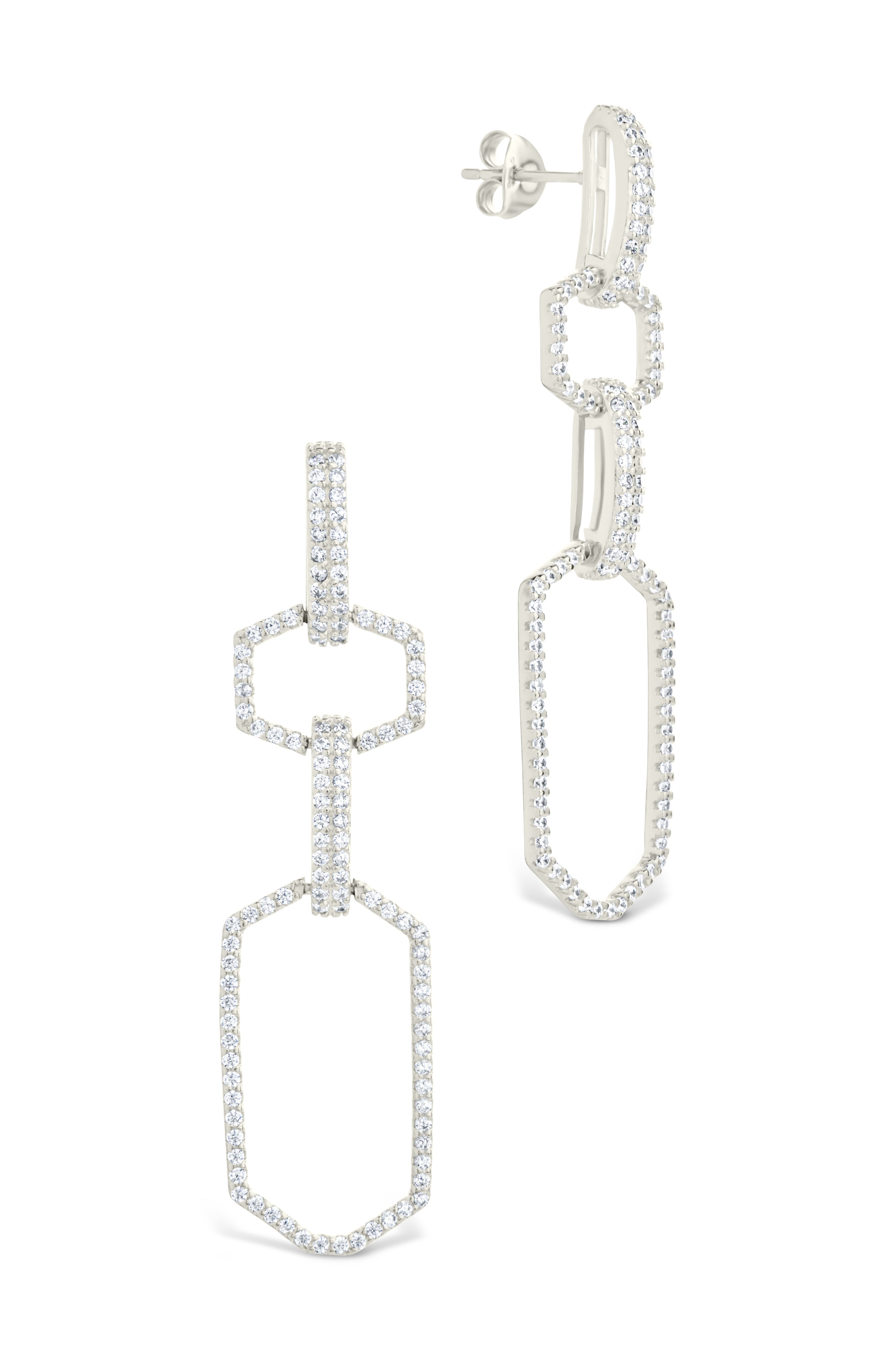Harlene CZ Chain Link Drop Stud Earrings for Women - Sparkling Cubic Zirconia Dangle Earrings for Party, Wedding & Evening Wear