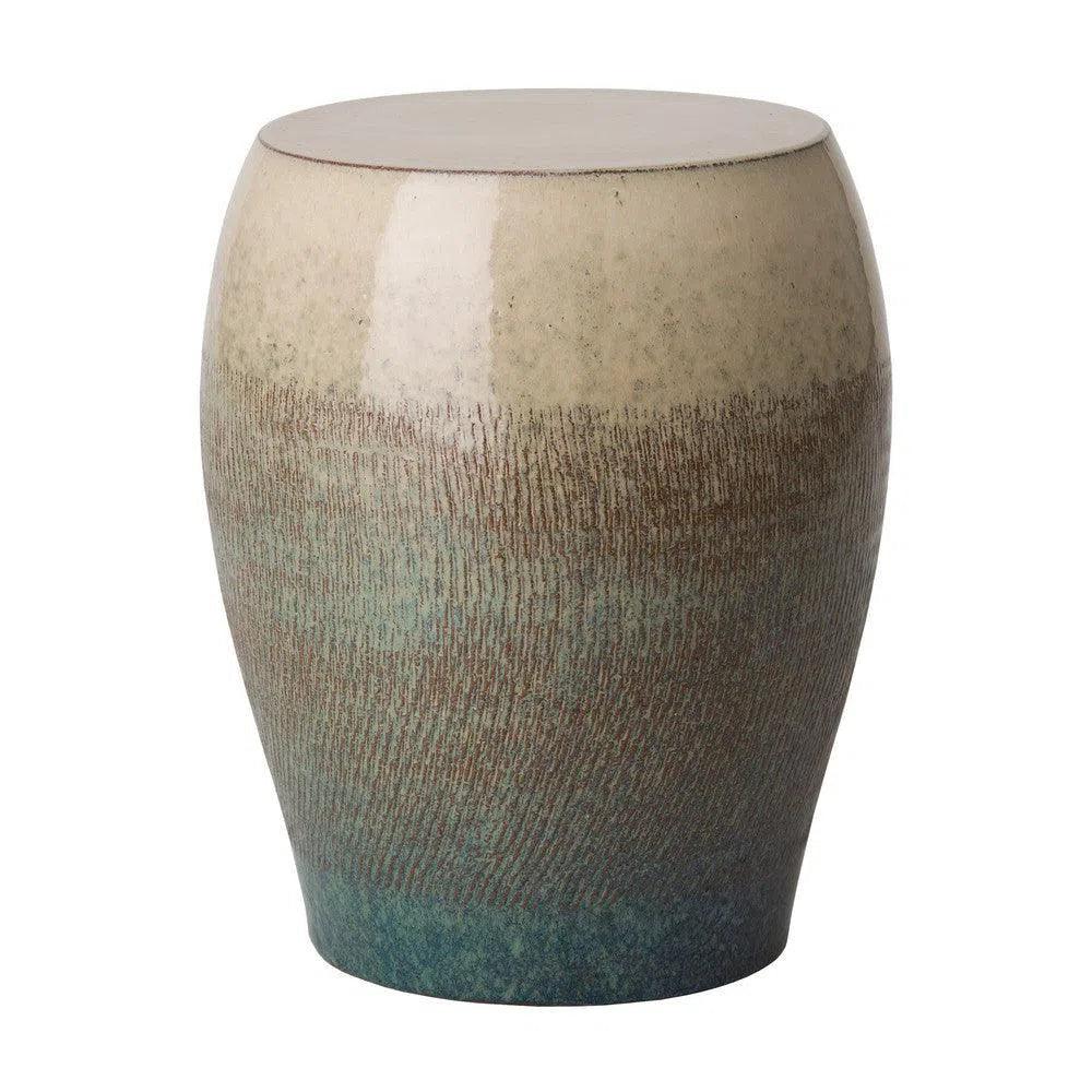 18 Inch Seiji Ceramic Garden Stool - Outdoor Patio Decor, Japanese-Inspired Side Table for Gardens, Porches & Poolside