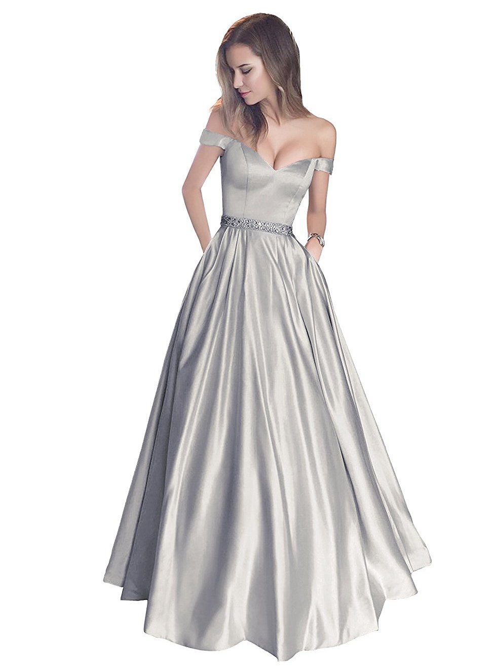 Elegant 2020 Satin Prom Dresses for Women - Long Formal Evening Gowns with Pockets | Perfect for Homecoming, Wedding Guest & Black Tie Events